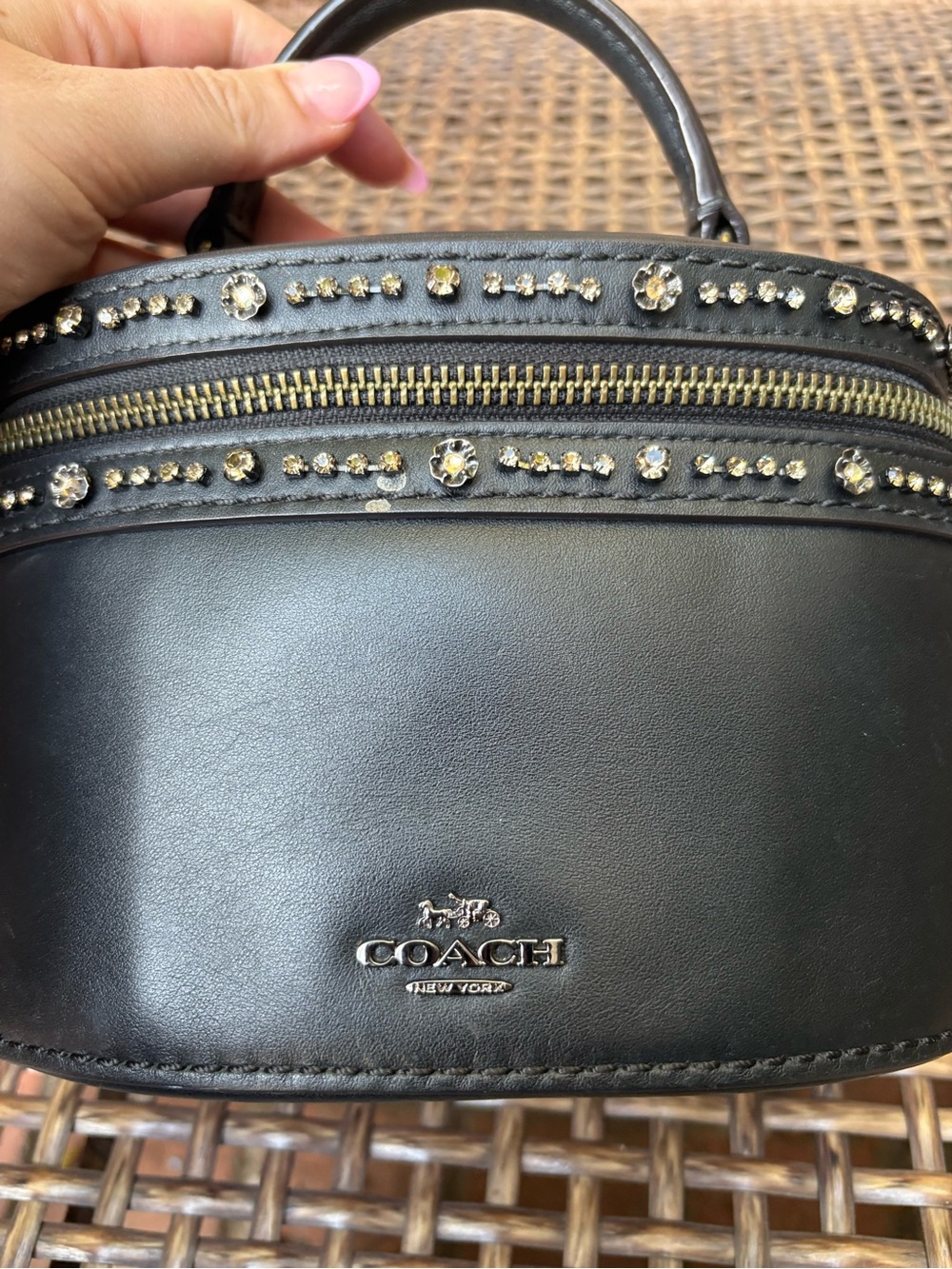 Coach x Selena Gomez Trail Bag Black Leather w/ Crystal Embellishment - Picture 5 of 14